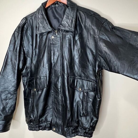 VTG 90’s Patchwork Leather Embroidered United States Air Force Eagle Jacket XL - Picture 4 of 13